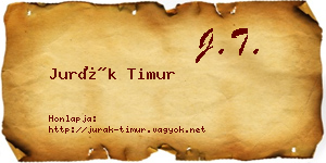 Jurák Timur névjegykártya